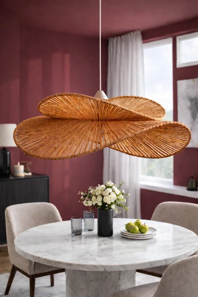 Luna Lighting Hasır Model Bohem Butik Cafe Makrome Rustik Salon Yatak Odası Sarkıt Kahverengi Avize ürün görseli 1