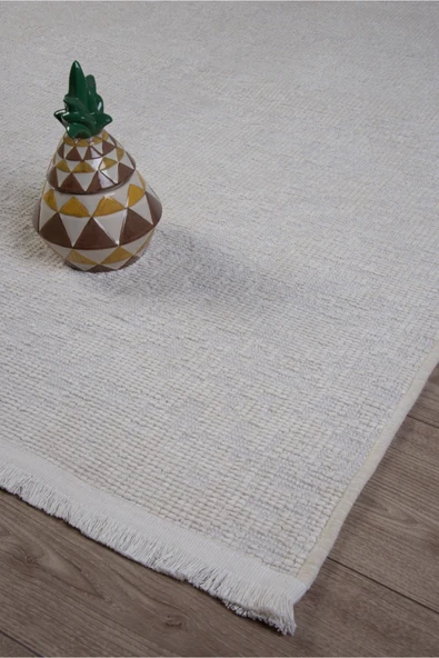 denf home Krem Şönil Kilim Makinede Yıkanabilir Kaymaz Taban Halı Yolluk ürün görseli 1