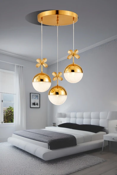 Luna Lighting Dron Model Gold Kaplama Salon Mutfak Oturma Odası Led Spor Modern Sarkıt Avize ürün görseli 1