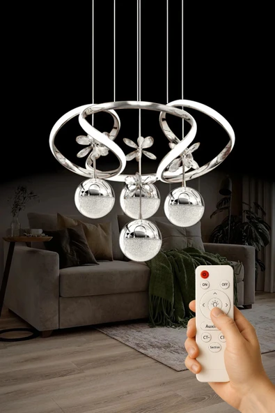 Luna Lighting Yakamoz Model Şık Tarz Modern Salon Yemek Yatak Odası Mutfak Krom Kaplama 3 Renk Ledli Avize ürün görseli 1