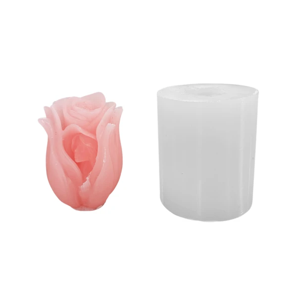 Silikon 3D Gülün İçinde Kadın Siluetli Mum Kalıbı ürün görseli 1