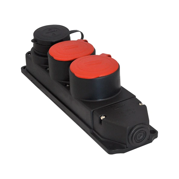 TP Electric 3104-316-0300 Vidalı Bağlantı 25A Kauçuk Üçlü Grup Priz Siyah ürün görseli 1