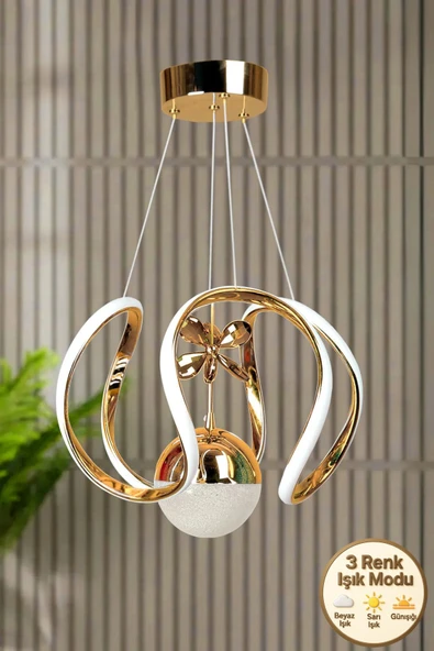 Luna Lighting Clasy Model Gold Kaplama 3 Renk Metal Salon Mutfak Oturma Yatak Odası Modern Led Sarkıt Avize ürün görseli 1