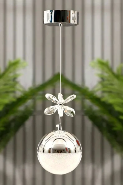 Luna Lighting Clasy Model Krom Kaplama 3 RENK Metal Salon Mutfak Oturma Yatak Odası Modern Led Sarkıt Tekli Avize ürün görseli 1