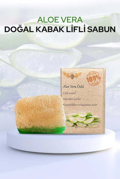 El Yapımı Kabak Lifli Doğal Aloe Vera Özlü Güzellik Sabunu ürün görseli 1