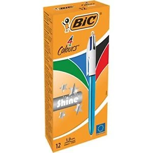 Bic 949896 Tükenmez Kalem Shine 4 Colours Mavi Gövde 12 Li (1 Paket 12 Adet) ürün görseli 1