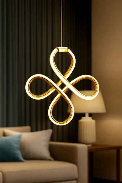 Luna Lighting Yonca Modeli 2025 COLLECTİON Salon Mutfak Banyo Yatak Çocuk Odası Modern Gold Led Avize ürün görseli 1