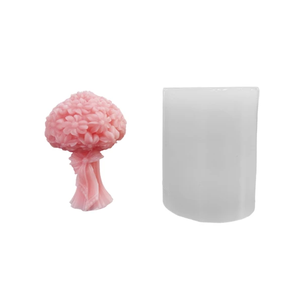 Silikon 3D Kurdeleli Çiçek Buketi Mum Kalıbı ürün görseli 1