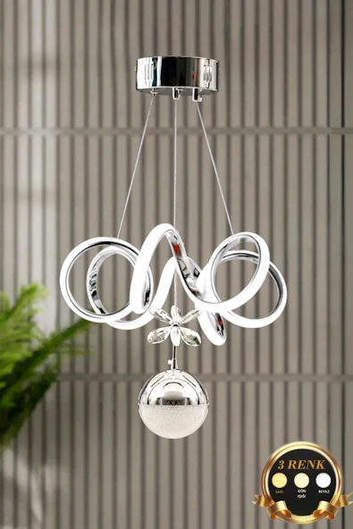 Luna Lighting Elda Model Krom Kaplama 3 Renk Metal Salon Mutfak Oturma Yatak Odası Modern Led Sarkıt Avize ürün görseli 1