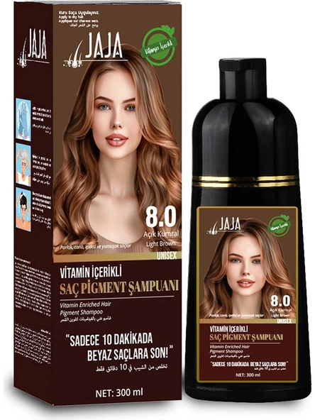 Jaja Saç Pigment Şampuanı (Beyazlar Için Şampuan Boya) No:8 Açık Kumral 300 ml ürün görseli 1
