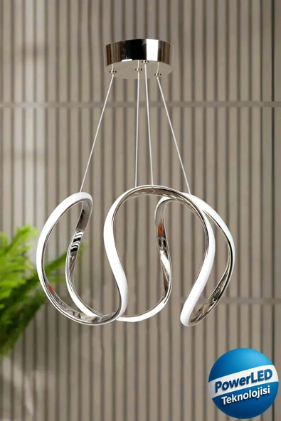 Luna Lighting Deluxe Krom Kaplama Metal Salon Hol Antre Oturma Yatak Odası Modern Led Sarkıt Avize Beyaz Işık ürün görseli 1