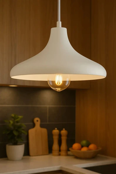 Luna Lighting Apollo Beyaz Renk Rustik Tekli Avize Sarkıt Salon Mutfak Oturma Odası Avize ürün görseli 1