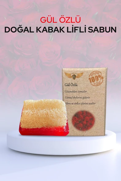 El Yapımı Kabak Lifli Doğal Gül Özlü Güzellik Sabunu ürün görseli 1