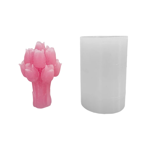 Silikon 3D Lale Buketi Mum Kalıbı ürün görseli 1