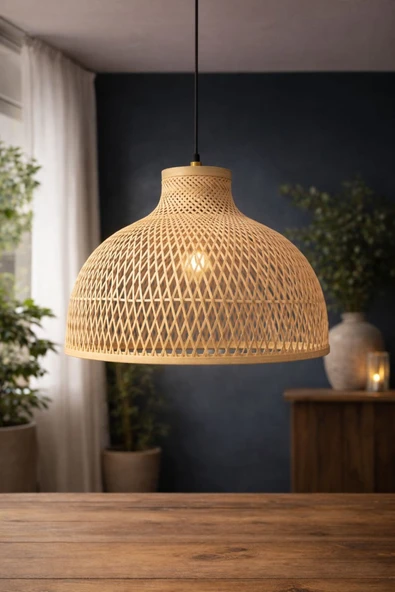 Luna Lighting Hawaii Model Hasır Sade Şık Estetik Kaliteli Bohem Sarkıt Avize ürün görseli 1