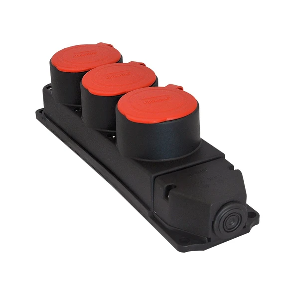 TP Electric 3104-308-0300 Vidalı Bağlantı 25A Kauçuk Üçlü Grup Priz Siyah ürün görseli 1