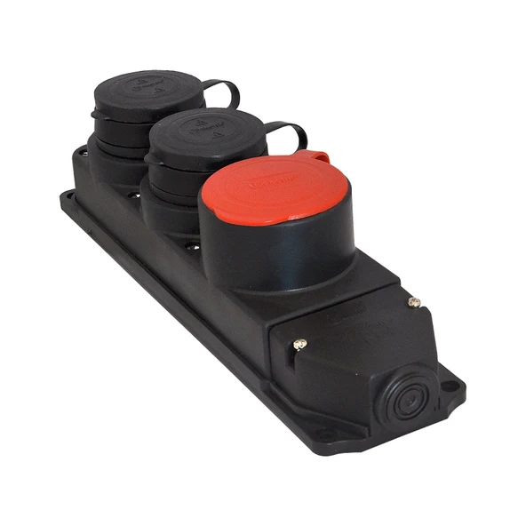 TP Electric 3104-315-0300 Vidalı Bağlantı 25A Kauçuk Üçlü Grup Priz Siyah ürün görseli 1
