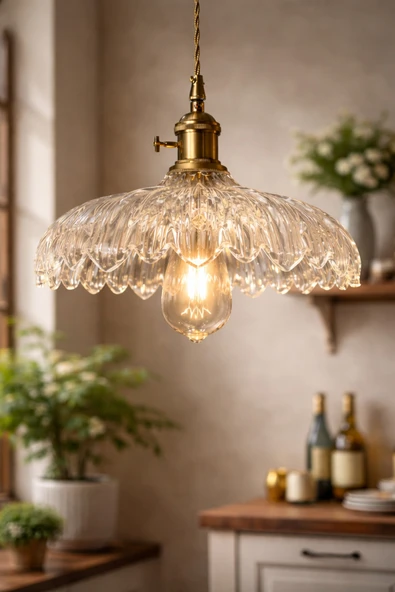 Luna Lighting Roma Model Şeffaf Cam Kristal Klasik Sarkıt Tekli Avize ürün görseli 1