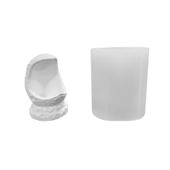 Silikon 3D Ayaklı Ay Hilal Model Taş Tozu Mumluk Kalıbı ürün görseli 1