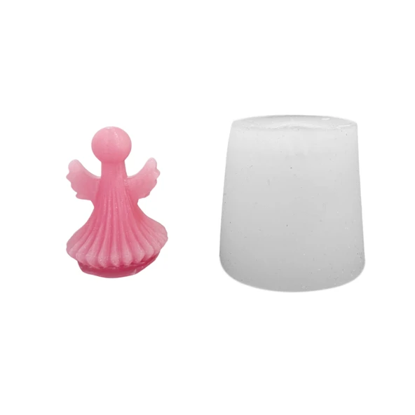 Silikon 3D Dik Çizgili Küçük Kanatlı Minimalist Melek Mum Kalıbı ürün görseli 1