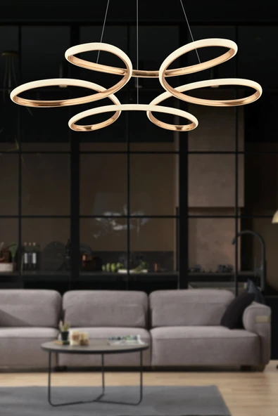 Luna Lighting İKON Model Gold Kaplama Hol Antre Mutfak Salon Yatak Çocuk Odası Modern Led Beyaz Işık Avize ürün görseli 1