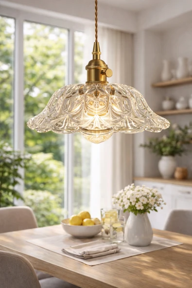 Luna Lighting Italiano Model Şeffaf Cam Klasik Sarkıt Tekli Avize ürün görseli 1