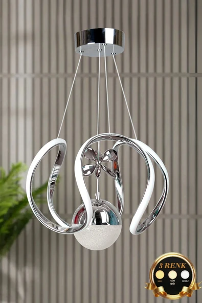 Luna Lighting Clasy Model Krom Kaplama 3 Renk Metal Salon Mutfak Oturma Yatak Odası Modern Led Sarkıt Avize ürün görseli 1