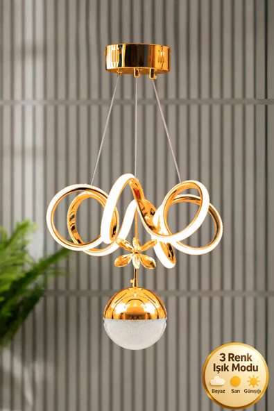 Luna Lighting Elda Modern Gold Kaplama Salon Yemek Mutfak Oturma Odası Hol Antre Led Sarkıt Avize ürün görseli 1
