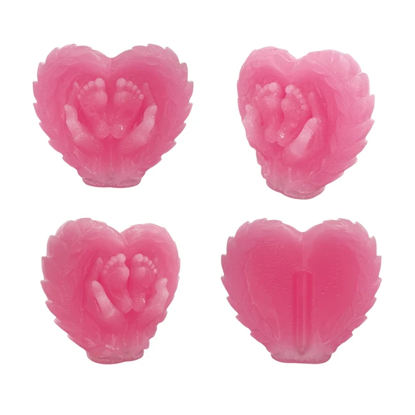 Silikon 3D Kalp Kanatlı Bebek Ayağı Mum Kalıbı - Resim 2