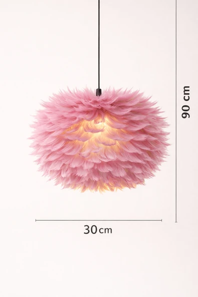 Luna Lighting Flora Model Pembe Tüylü Modern Sarkıt Tekli Avize - Resim 2