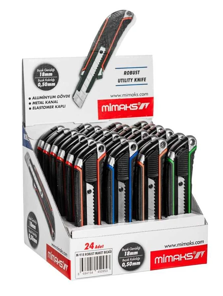 Mimaks Maket Bıçağı Robust 18 Mm M-918 (24 Lü Paket) ürün görseli 1