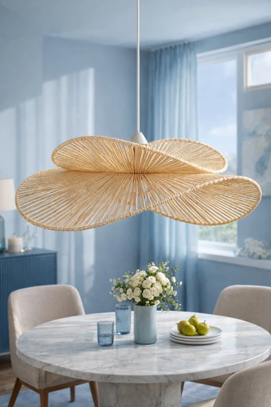 Luna Lighting Hasır Model Bohem Butik Cafe Makrome Rustik Salon Yatak Odası Sarkıt Avize ürün görseli 1