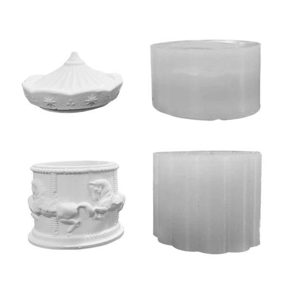 Silikon 3D Kapaklı Atlı Karınca Desenli Taş Tozu Mumluk Kalıbı ürün görseli 1