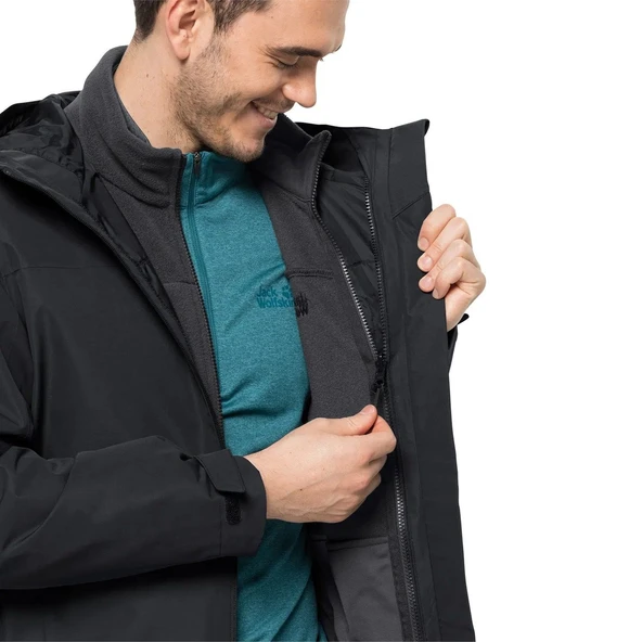 Jack Wolfskin Taubenberg 3IN1 Jacket Mont Siyah - Resim 8