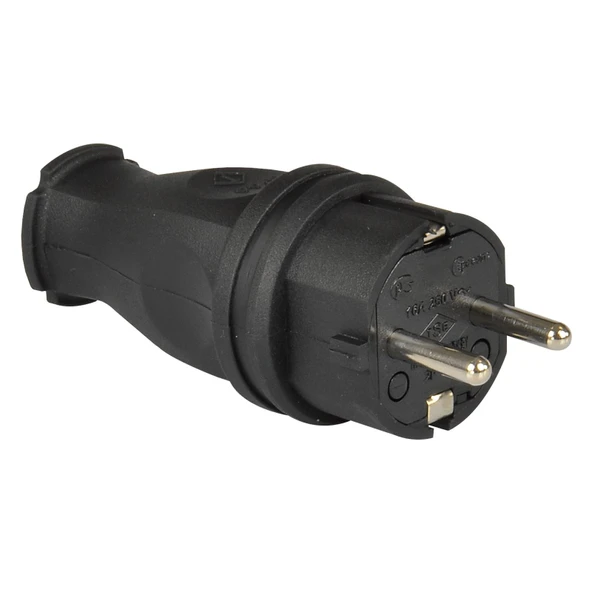 TP Electric 3101-301-0300 Vidalı Bağlantı 16A Kauçuk Düz Fiş Siyah ürün görseli 1