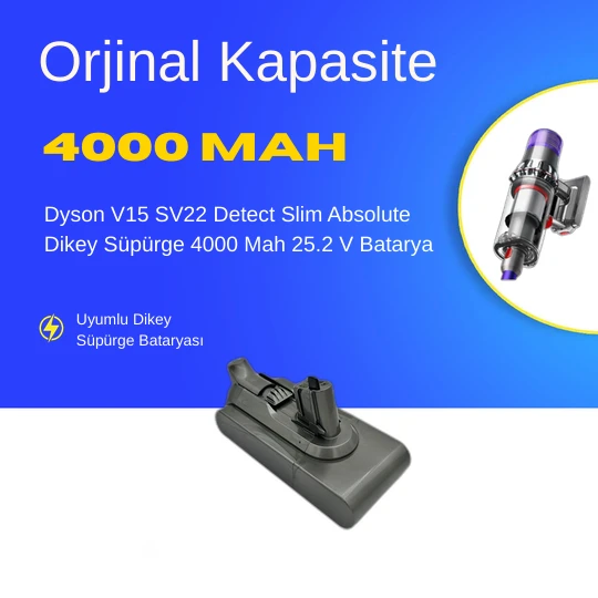 Dyson V15 SV22 Detect Slim Absolute 4000MAH Pil Dikey Süpürge Batarya ürün görseli 1
