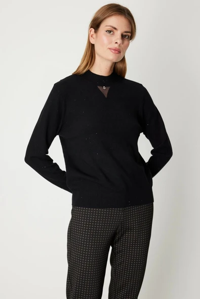 On Fashion Pul Detaylı Kadın Siyah Kazak 60345 ürün görseli 1