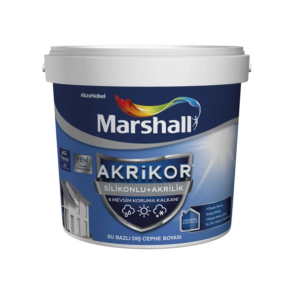 MARSHALL SİLİKONLU+AKRİLİK 4 MEVSİM KORUMALI DIŞ CEPHE BOYASI 15 LT ürün görseli 1