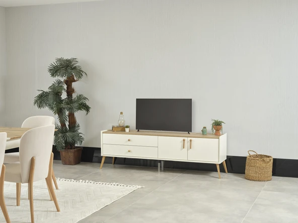 Terra Modern TV Sehpası 2 Çekmeceli ve 2 Kapaklı TV Ünitesi ürün görseli 1