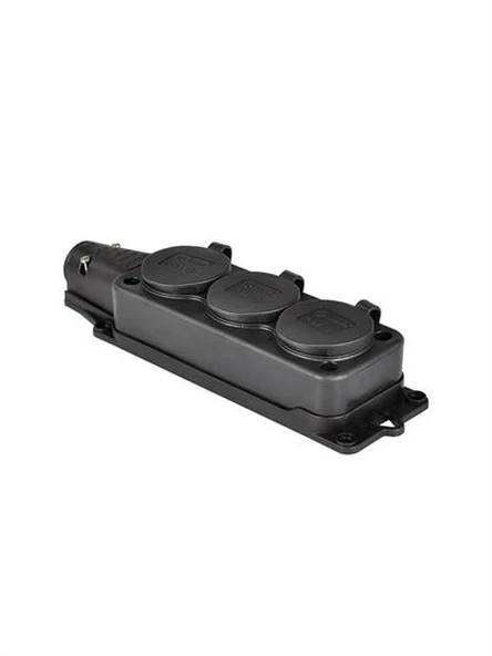 TP Electric 3101-308-0300 Vidalı Bağlantı 16A Kauçuk Üçlü Grup Priz Siyah ürün görseli 1