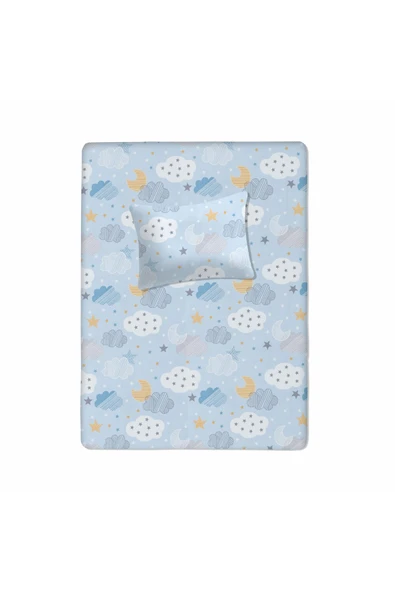 %100 Pamuklu Bebek Aparalı Çarşaf 115x150 + Bebek Yastık Kılıfı 35x45 ürün görseli 1