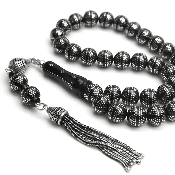 BlackCraft Oltu Taşı Küre Kesim Tespih ürün görseli 1