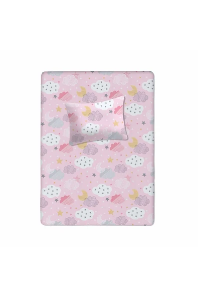 %100 Pamuklu Bebek Aparalı Çarşaf 115x150 + Bebek Yastık Kılıfı 35x45 ürün görseli 1