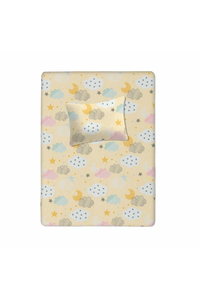 %100 Pamuklu Bebek Aparalı Çarşaf 115x150 + Bebek Yastık Kılıfı 35x45 ürün görseli 1