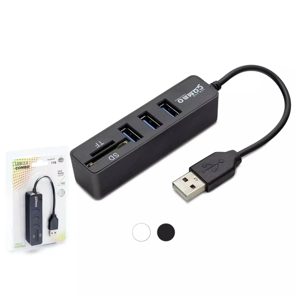 Hadron Hdx7009 Usb Hub Combo 3-Usb + Sd + Tf Siyah ürün görseli 1