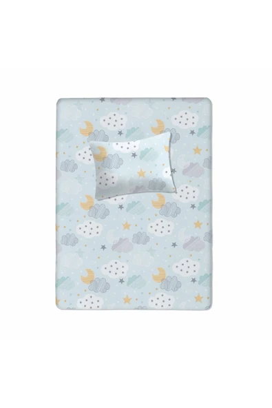 %100 Pamuklu Bebek Aparalı Çarşaf 115x150 + Bebek Yastık Kılıfı 35x45 ürün görseli 1