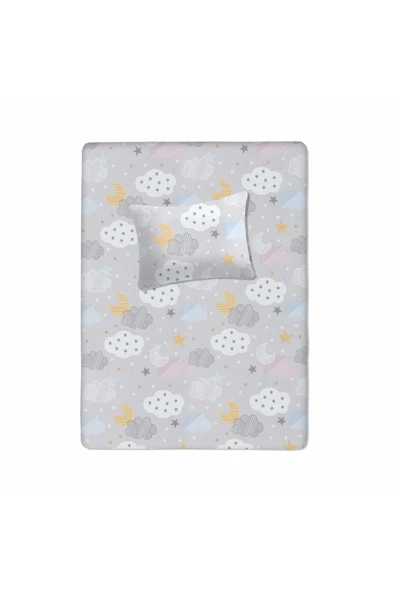 %100 Pamuklu Bebek Aparalı Çarşaf 115x150 + Bebek Yastık Kılıfı 35x45 ürün görseli 1