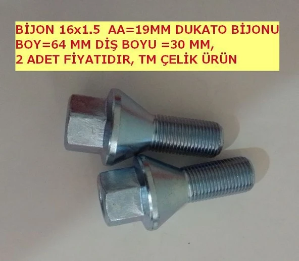 Dukato Araçlar için Bijon Takımı M16x1.5x64 - Aa=21mm Dış=30mm ürün görseli 1