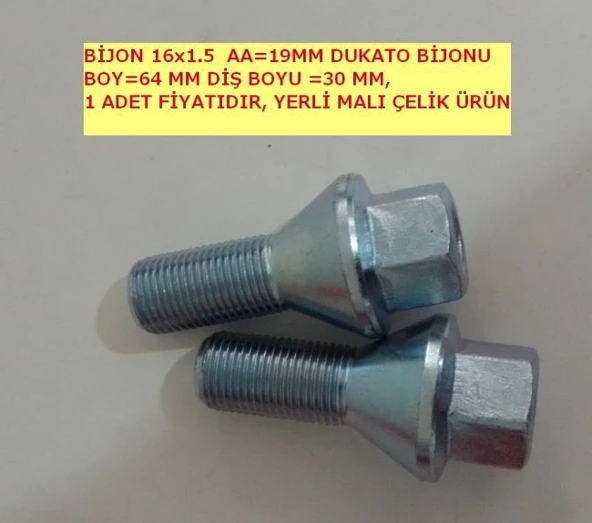 Dukato Araçlar için Bijon Takımı M16x1.5x64 - Aa=21mm Dış=30 Mm ürün görseli 1