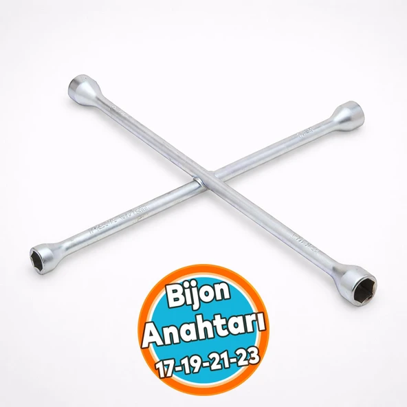 Bijon Anahtarı 4’lü Ağızlı 17x19x21x23 Oto Teker Lastik Sökme Çelik Tamir El Aleti Dayanıklı Kullanım ürün görseli 1